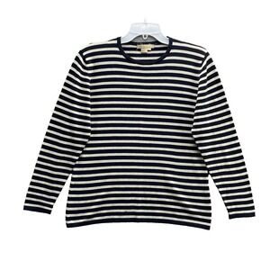 Studio121 Sweater Women's Medium Stripe Italian Merino Wool Blend Preppy Classic